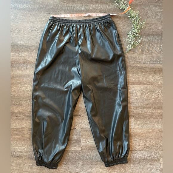 SHEIN Curve Shiny Black Women’s Jogger Dress Pant Faux Leather -2XL - Picture 4 of 7